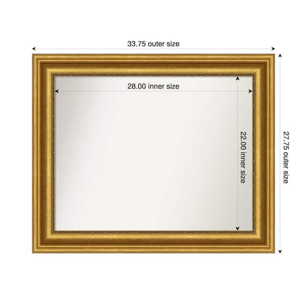 Amanti Art Parlor Gold 33.75 in. x 27.75 in. Custom Non-Beveled Recycled Polystyrene FramedBathroom Vanity Wall Mirror