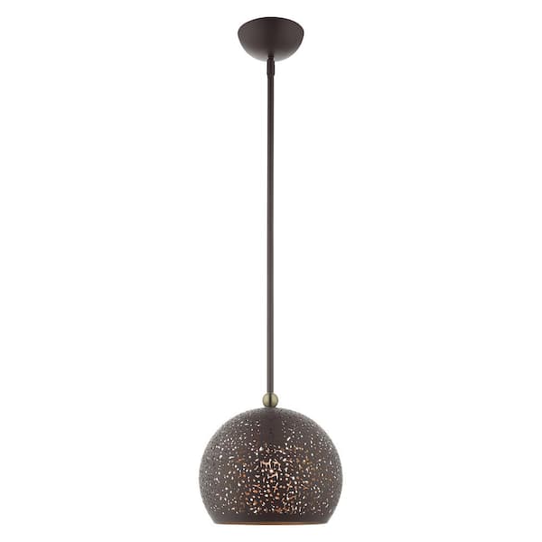 Gillingham 1-Light Bronze with Antique Brass Accents Pendant