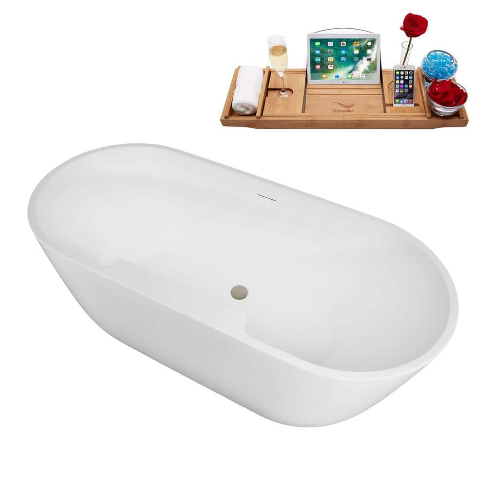 63" White Acrylic Freestanding Double Slipper Soaking Tub