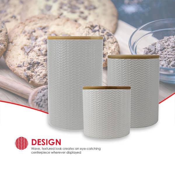 Embossed 3 Piece Kitchen Canister Set