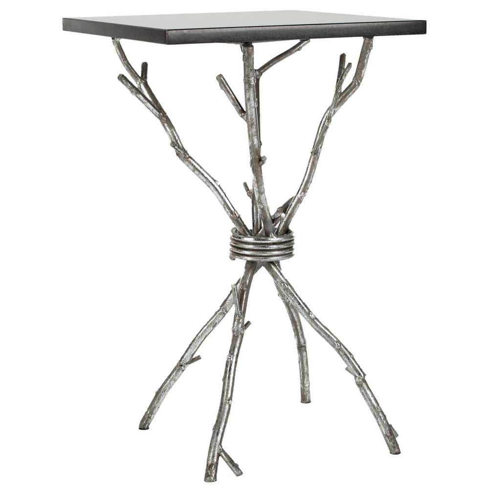Alexa Black Granite Top Silver Branch Accent Table