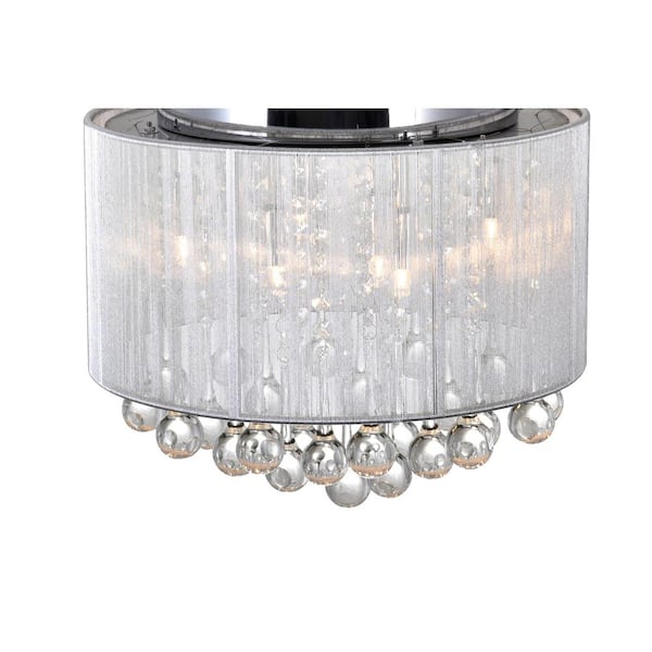 Water Drop 6 Light Drum Shade Flush Mount With Chrome Finish