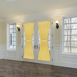 Buffalo Check 54 in. W x 72 in. L Polyester/Cotton Light Filtering Door Panel and Tieback in Yellow