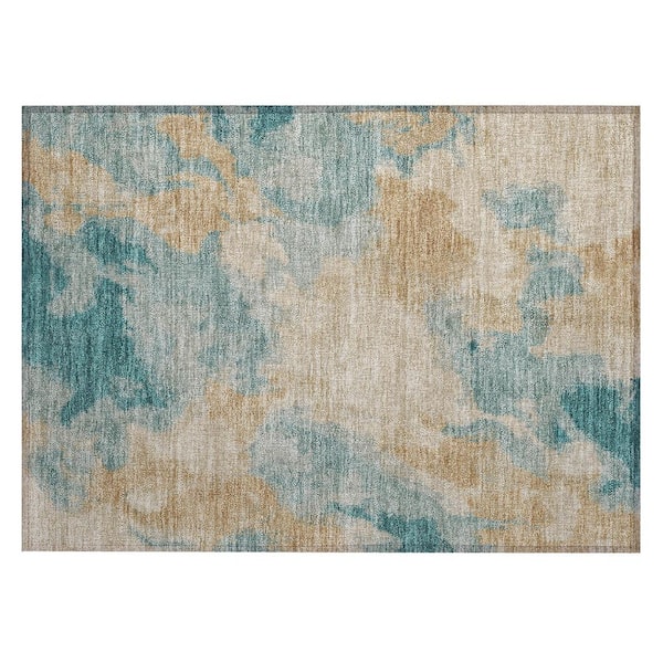 Chantille Machine Washable Indoor/Outdoor Abstract ACN3017 Teal 2 ft. x 3 ft. Accent Rug