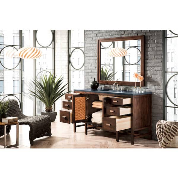 James Martin Vanities Addison 60 in. W x 23.5 in.D x 35.5 in. H Single Bath Vanity in Mid Century Acacia w/ Quartz Top in Charcoal Soapstone