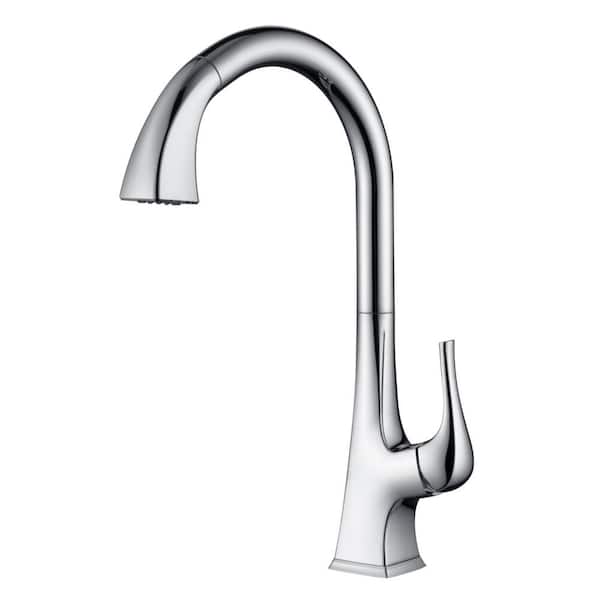 Ultra Faucets Quest Single Handle Pull-Down Sprayer Kitchen Faucet with Accessories in Rust and Spot Resist in Polished Chrome