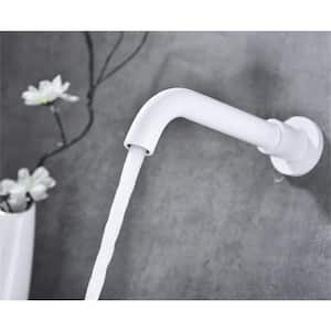 Single Handle Wall Mounted Bathroom Faucet with Lever in White