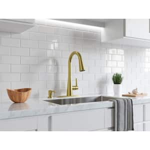 Barulli Single Handle Pull Down Sprayer Kitchen Faucet with Deckplate Included and Soap Dispenser in Brushed Gold
