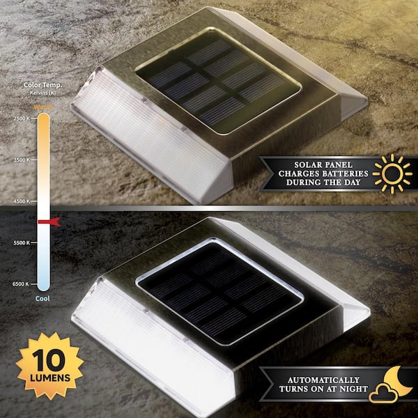 Stainless Steel Integrated 2-LED Solar Deck and Path Light (2-Pack)