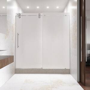 Elan 56 to 60 in. W x 74 in. H Sliding Frameless Shower Door in Chrome with 3/8 in. (10mm) Frosted Glass