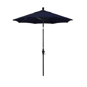 7.5 ft. Market Bronze Fiberglass Collar Tilt DV Patio Umbrella in Navy Blue Pacifica