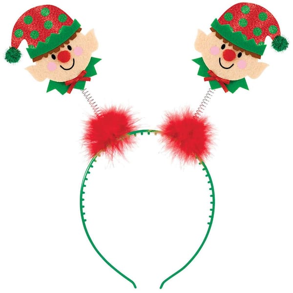 Amscan 10 in. x 9.5 in. Elf Christmas Head Bopper (4-Pack)