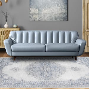 Demelza Blue 7 ft. 6 in. x 9 ft. 6 in. Modern Farmhouse Oriental Medallion Polyester Indoor Area Rug