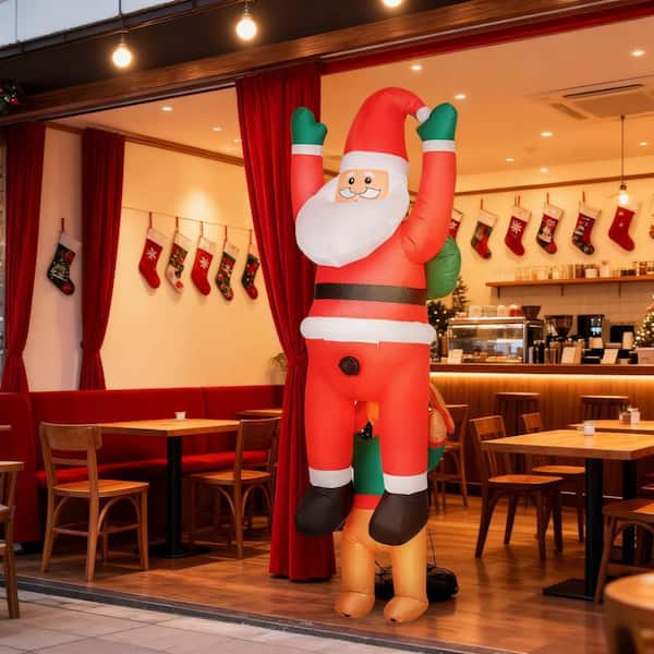 7 ft Christmas Blow Up Decoration, Hanging Christmas Inflatable Santa with Dog, Built-in LED Lights