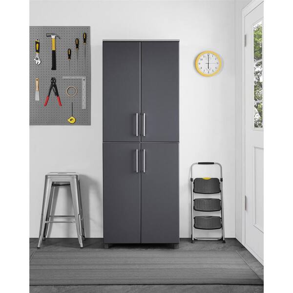SystemBuild Latitude 75.35 in. H x 27.7 in. W x 19.8 in. D Particle Board Freestanding Cabinet in Gray