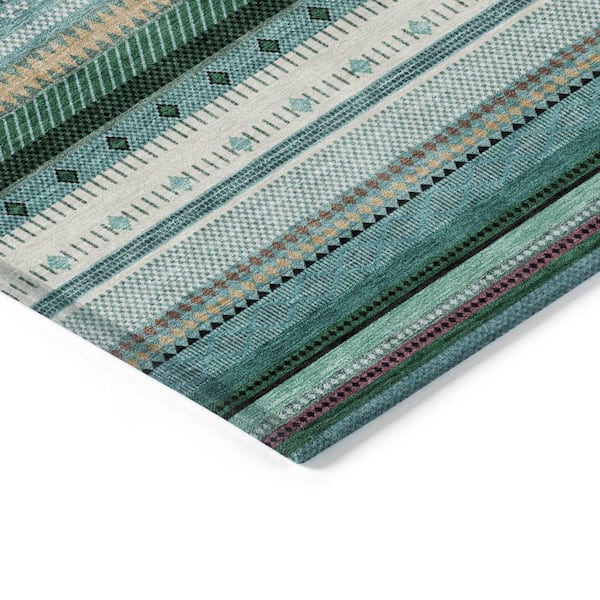 Chantille Machine Washable Indoor/Outdoor Abstract ACN2218 Teal 8 ft. x 10 ft. Area Rug