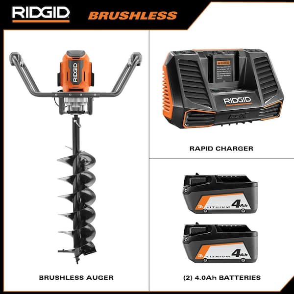 RIDGID R01701K 18-Volt Earth Auger with 8 in. Bit and (2) 4.0 Ah Batteries and Charger - 2