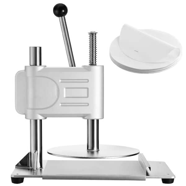 9.5 in. Manual Pizza Dough Press Stainless Steel Pastry Press Commercial Chapati Crust Maker with 100-Piece Paper