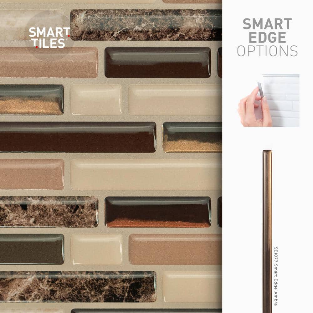 Bellagio Keystone 10'' x 10'' Brown and Beige Peel and Stick Backsplash Tiles