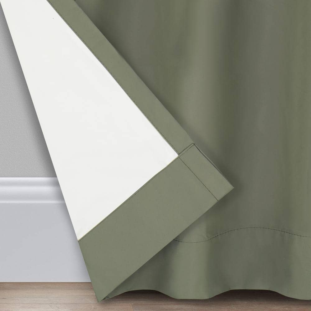 Moss Green Blackout Polyester Grommet Window Curtains, 42" x 63"