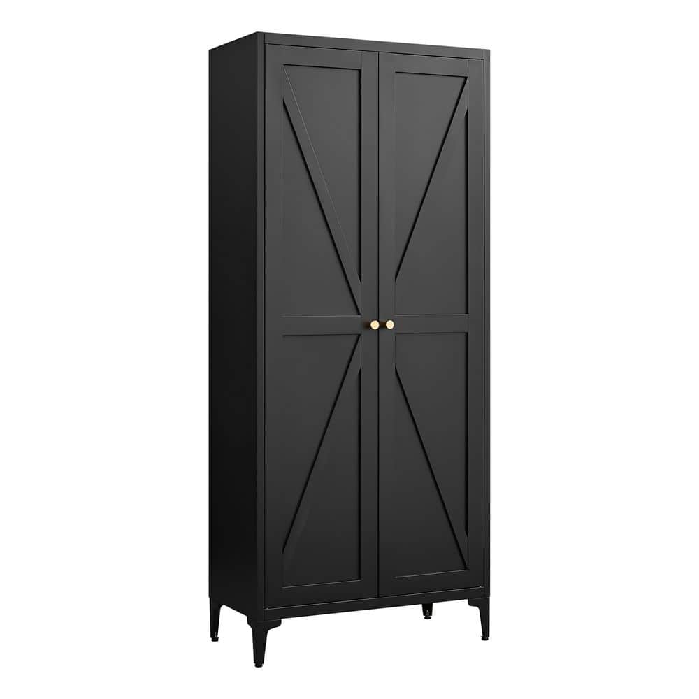 27.56 in. W x 64.96 in. D x 13.78 in. H Bathroom Storage Wall Cabinet in Black,Metal Storage Cabinet price history on PriceWatchPro