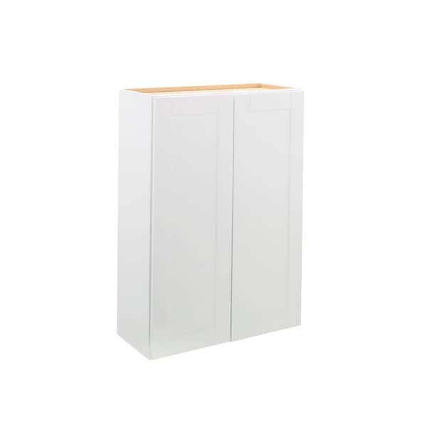 Shaker 30 in. W x 12 in. D x 42 in. H Assembled Wall Cabinet in Satin White