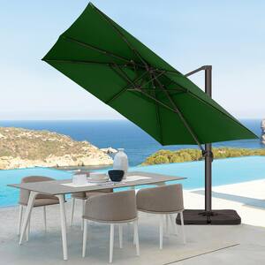 SunShade Deluxe 11 ft. Square Cantilever Umbrella with Cover Heavy-Duty 360° Rotation Patio Umbrella in Dark Green