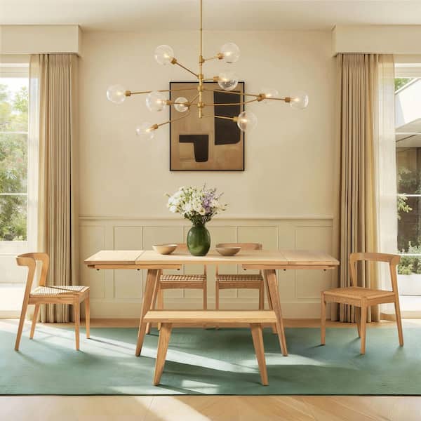 Capri Woven Seat Oak Wood Dining Chair in Natural Brown