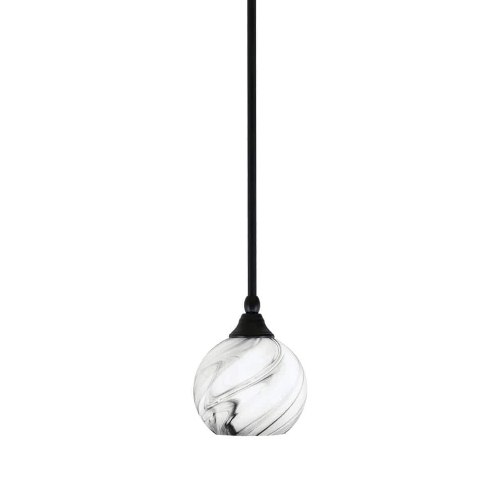 Sparta 100-Watt 1-Light Matte Black Shaded Pendant Light Mini Pendant with 