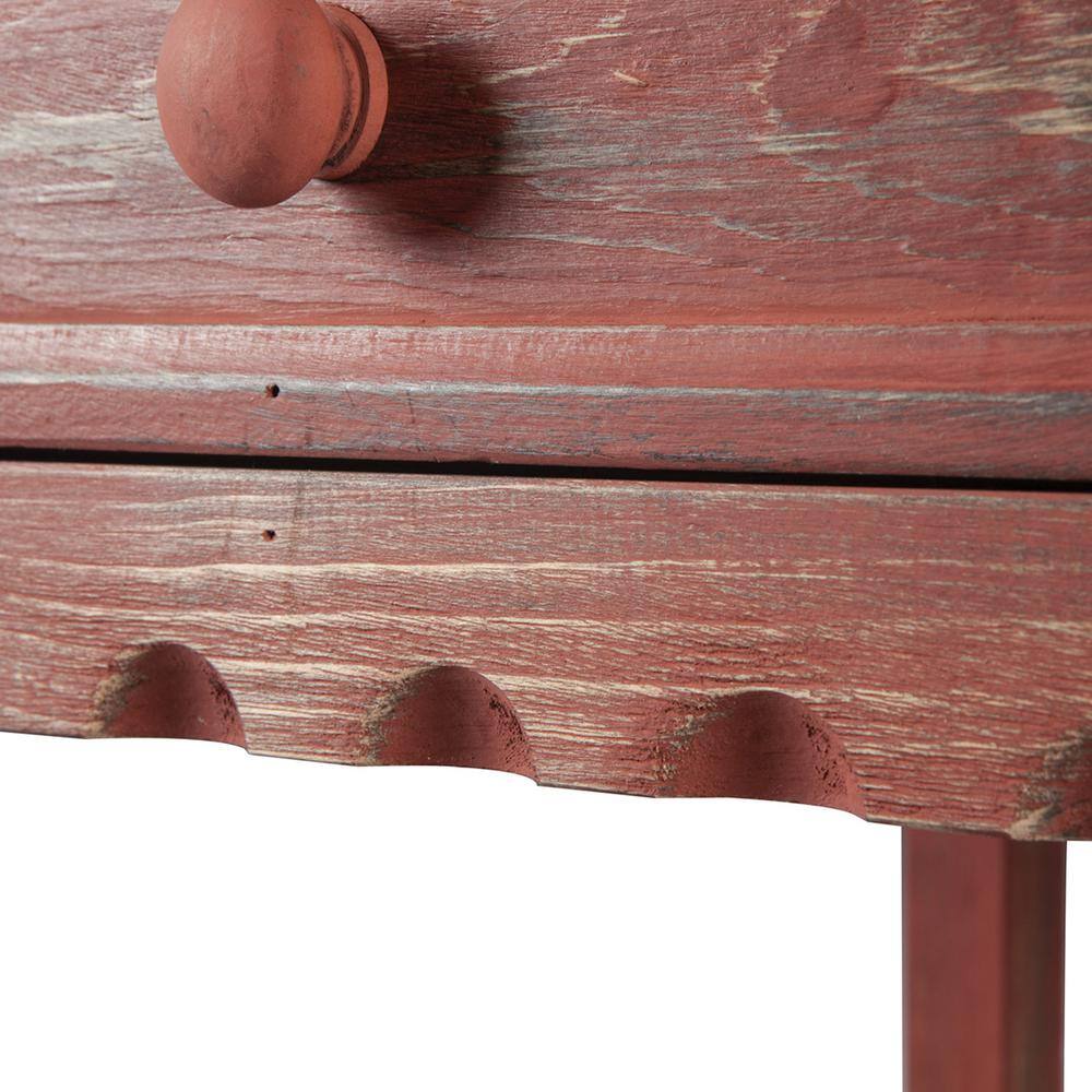 Rustic Red Antique Finish Cottage End Table with Storage
