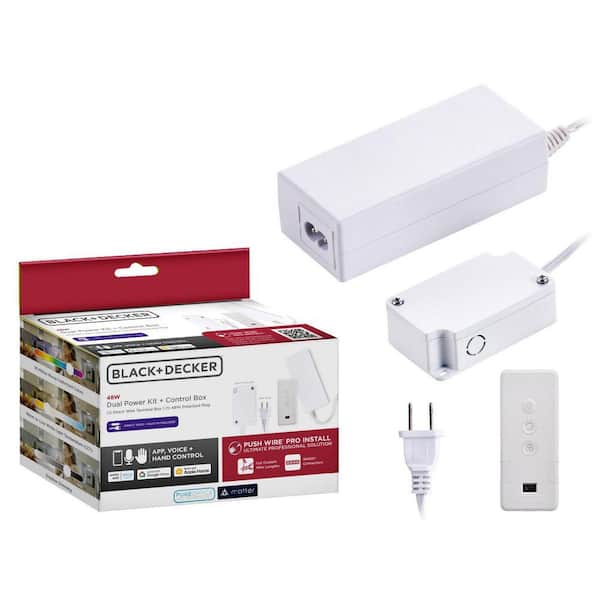 Push Wire White Connector Cord for Under Cabinet Lighting, 2-in-1 Power Kit, 48W Plug-in and Direct Wire, 1 EA