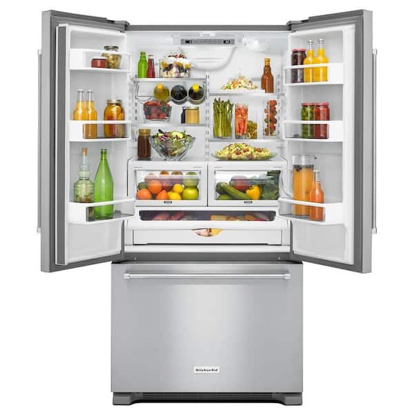 KitchenAid 20-cu ft Counter-depth French Door Refrigerator with Ice Maker  (White) ENERGY STAR in the French Door Refrigerators department at