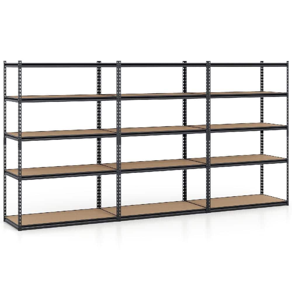 "3 PCS 72"" H x 48"" W x 24"" D 5-Tier Garage Shelving Unit 2200 LBS Metal Shelves in Black" price history on PriceWatchPro