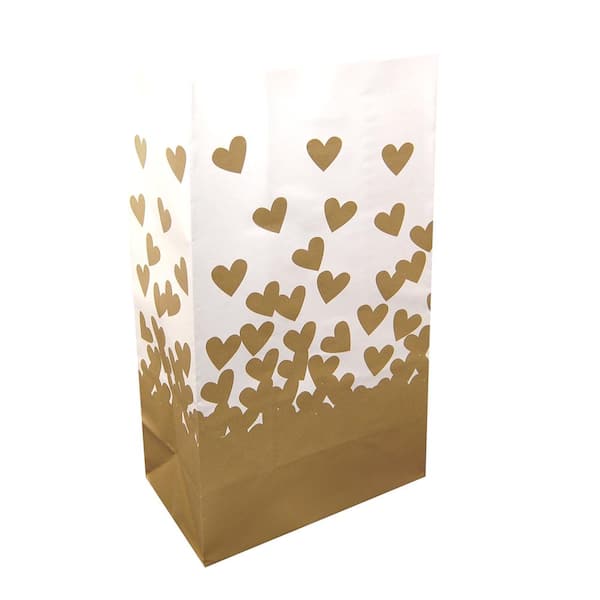 LUMABASE Gold Hearts Luminaria Bag (24-Count)