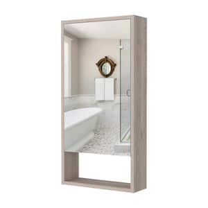 Beige 17.9 in. W x 35.4 in. H Rectangular Aluminum Medicine Cabinet with Mirror