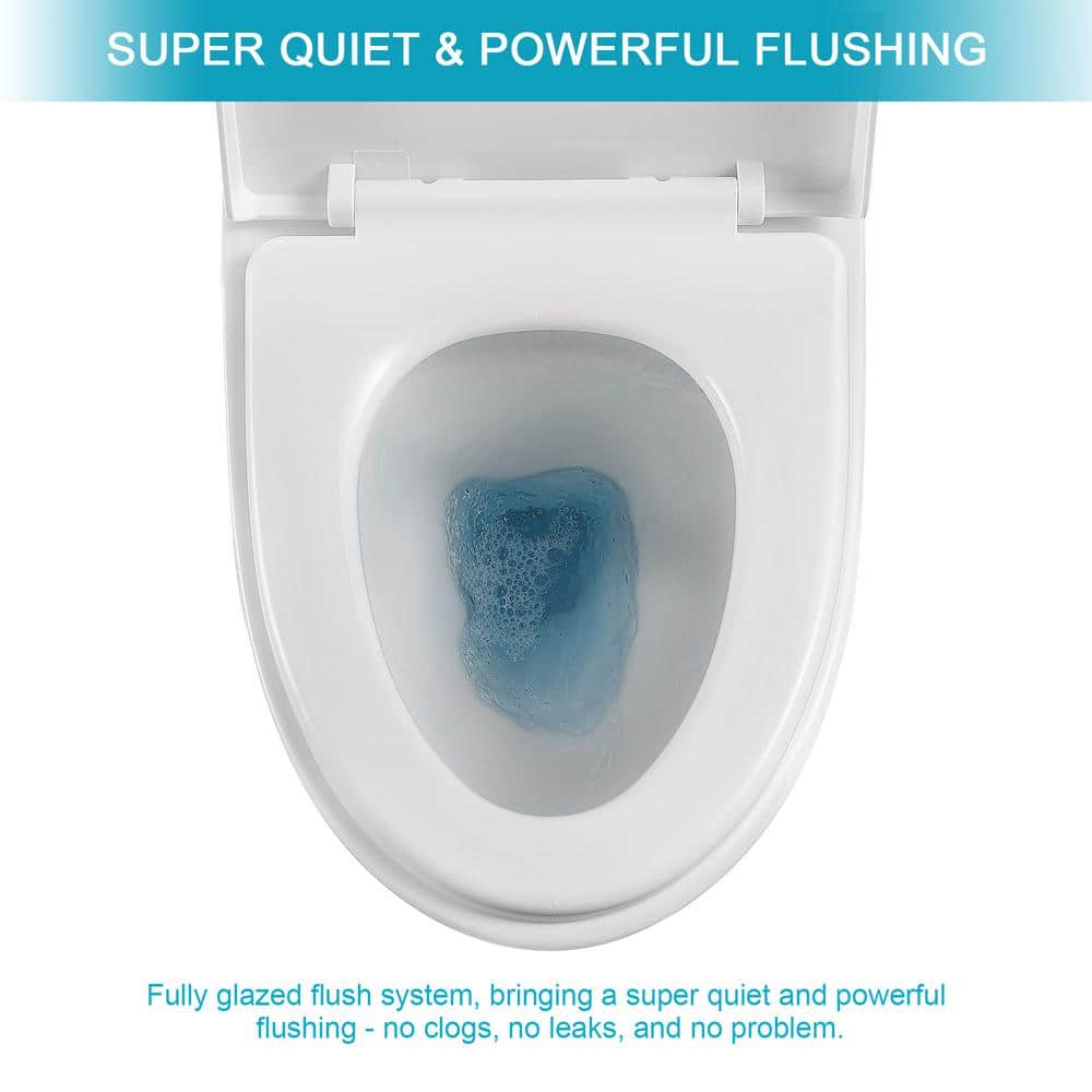 Elongated White Porcelain One-Piece Toilet with Left Handle