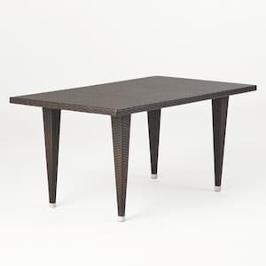 Brown Multi Wicker 29.1 in. H Outdoor Dining Table