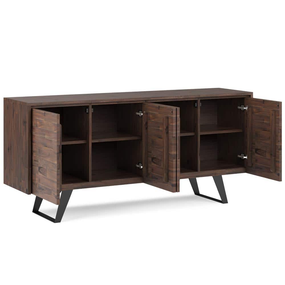 Lowry 66'' Distressed Charcoal Solid Acacia & Metal Sideboard