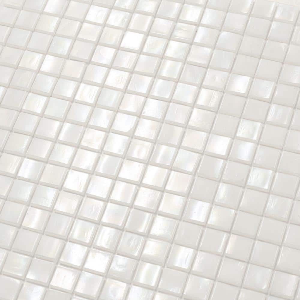 Dark Bone White Iridescent Glass Mosaic Wall and Floor Tile