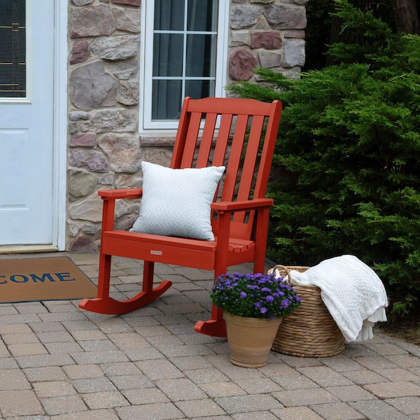 Lehigh Rustic Red Plastic Outdoor Rocking Chair