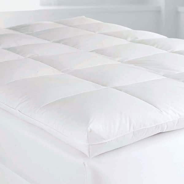 The Company Baffled Square Goose Down Featherbed Plush Deep Pocket King Mattress Topper Fa31 K White Home Depot The Company Baffled Square Goose, King Size Feather Bed Mattress Topper