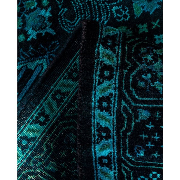 Overdyed Black 3 ft. x 10 ft. Solid Wool Indoor Runner Rug