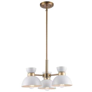 Azaria 3-Light White and Gold Chandelier Light Fixture with Metal Dome Shades