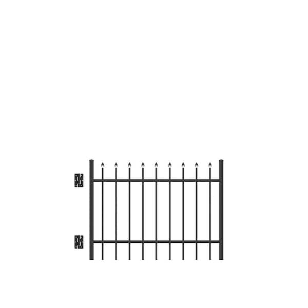 Barrette Outdoor Living Cascade Standard-Duty 4 ft. x 3 ft. Black Aluminum Straight Pre-Assembled Fence Gate