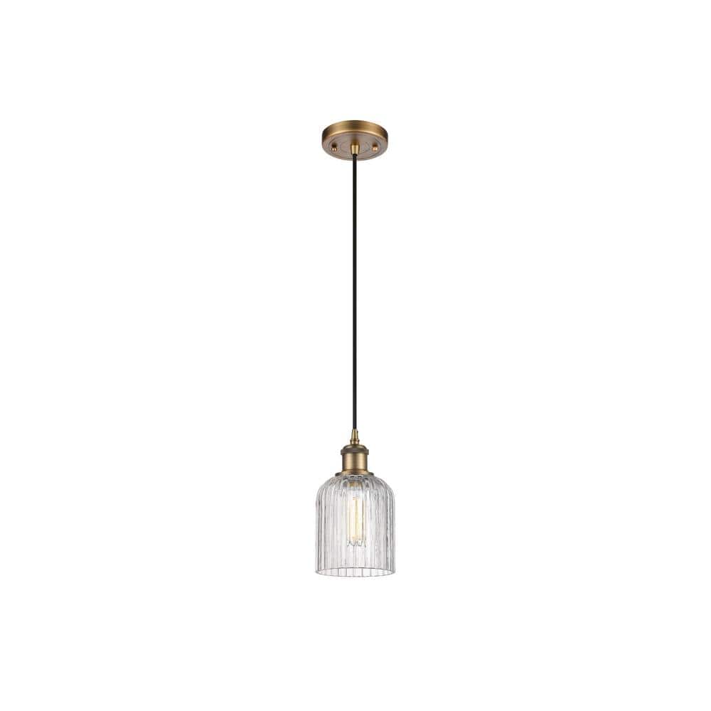 Bridal Veil 100-Watt 1-Light Brushed Brass Standard Mini Pendant Light with Clear Glass Shade, No Bulbs Included price history on PriceWatchPro