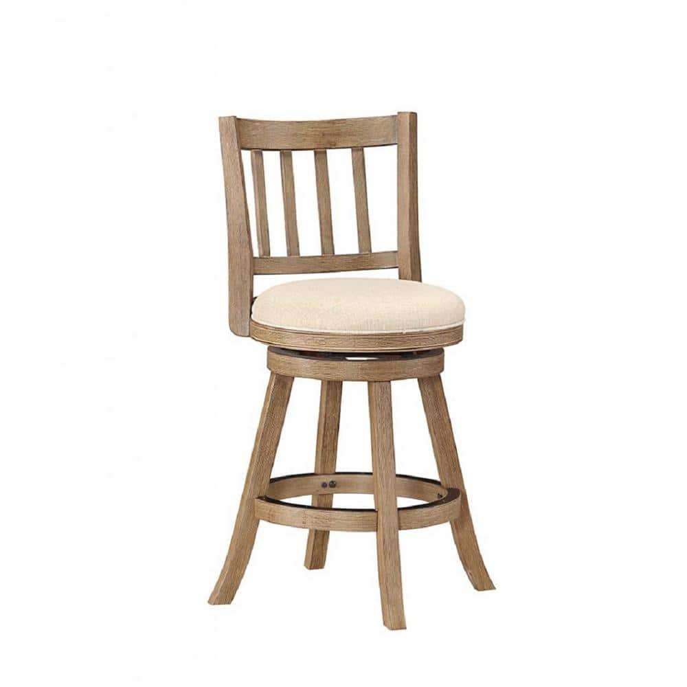Driftwood Gray and Ivory Swivel Counter Stool with Metal Kick Plate