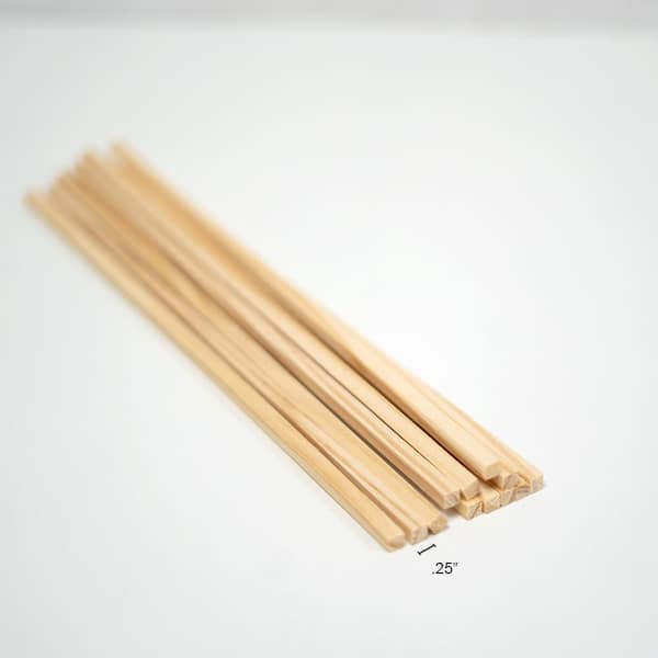 0.25 in. x 12 in. Pine Square Dowels, Pack of 12-Sanded, Paintable, Stainable-Wooden Rod for DIY Home Projects