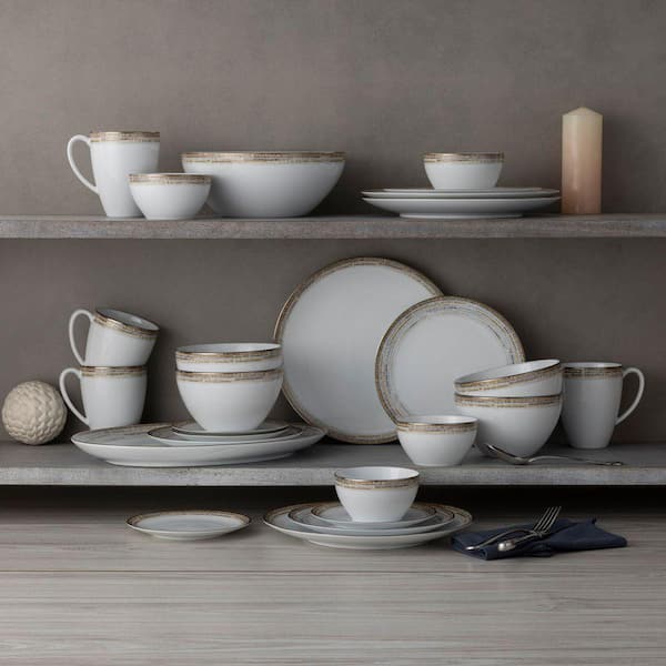 Noritake Raylan 12-Piece White Porcelain Dinnerware Set, Service