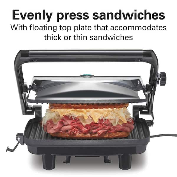 Hamilton Beach 1400 W Chrome Non-Stick Panini Press 25460MN - The