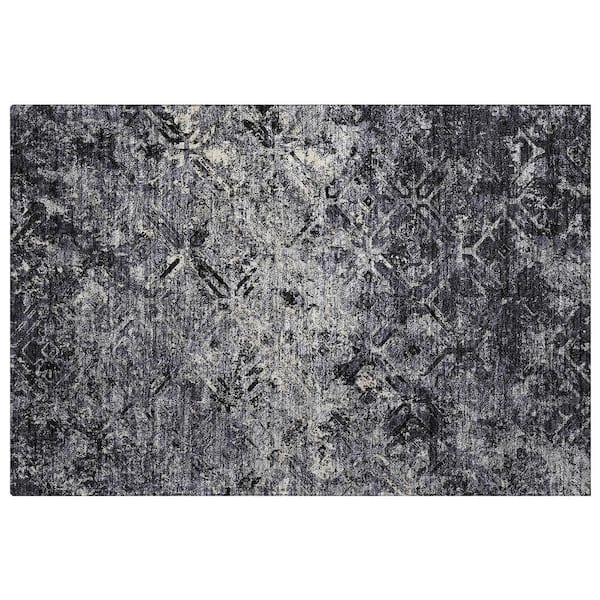 Dream Shag Premium Machine Washable Abstract ADS768 Black 3 ft. x 4 ft. Area Rug